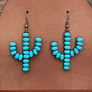 Turquoise Saguaro Cactus Cluster Earrings
